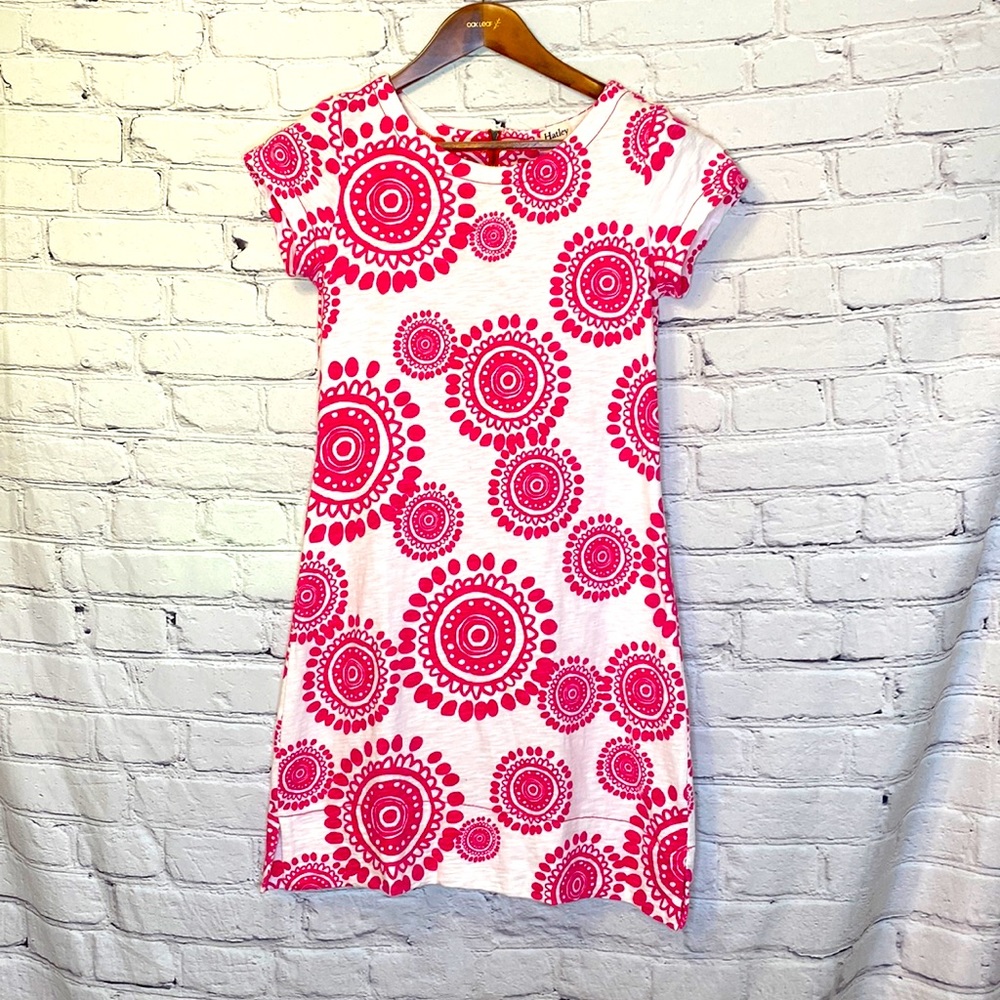 Hatley White Pink Short Sleeve T-Shirt Dress Size X-Small Excellent Condition